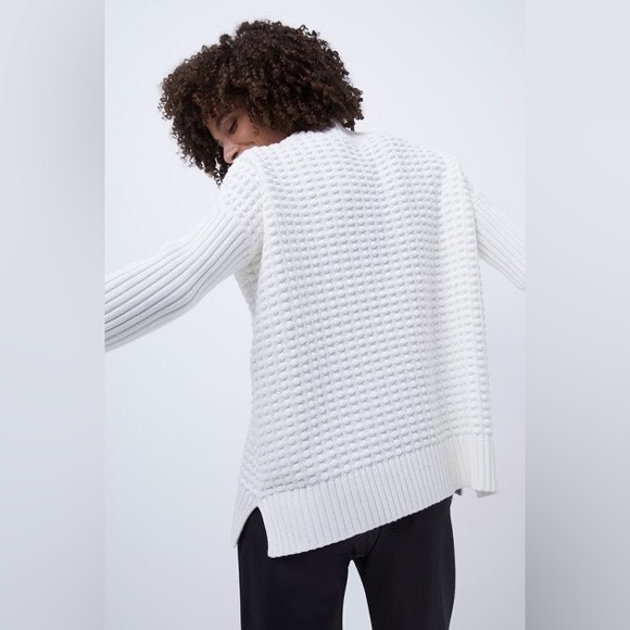 French Connection | White Knit Mozart Popcorn High Neck Sweater | Size L - Picture 3 of 10